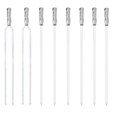 Imagem de Kit 18 pçs espeto alumínio 12 duplo 06 simples estreito aperitivo cabo