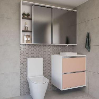 Imagem de Conjunto Gabinete E Espelheira Plena Versati 60cm Salmão Branco