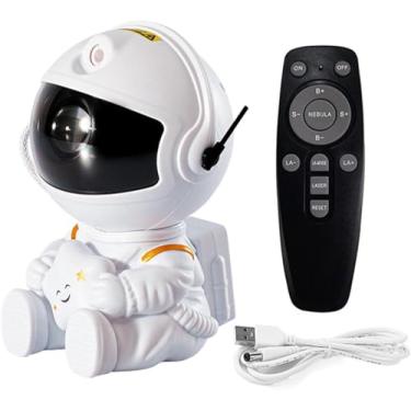 Imagem de Projetor Astronauta Galáxia com Som Bluetooth – Luminária Estrelas, Lua e Nebulosa | Luz Noturna para Quarto com Controle Remoto e Timer.