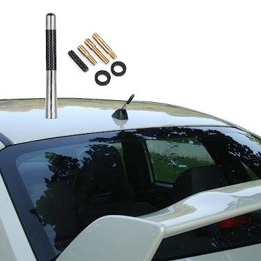 Imagem de Antena de fibra de carbono, antena de rádio curta de fibra de carbono de 4,7 polegadas, antena automotiva curta de fibra de carbono, mini antena de carro, substituição universal de antena de carro