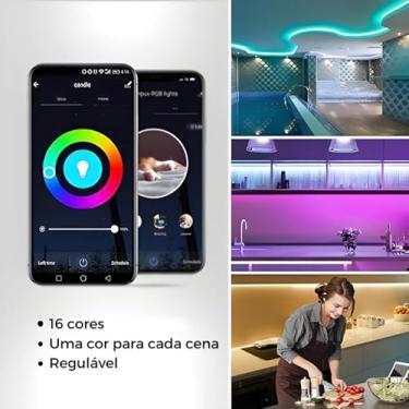 Imagem de Fita LED RGB Inteligente, 5M, Adesiva, Bluetooth, Sensor de Som, USB