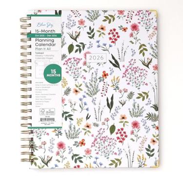 Imagem de Blue Sky Calendário planejador semanal e mensal de 15 meses de 2026, outubro de 2025 a dezembro de 2026, 21,6 x 28 cm, capa dura, encadernação de fio duplo durável, abas laminadas, bolso de