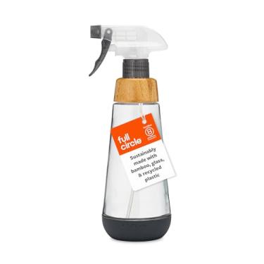 Imagem de Full Circle Serviço de garrafas, vidro recarregável frasco de spray de 473 ml com bota de silicone, perfeito para limpeza doméstica, soluções e plantas caseiras, reutilizável, multiuso, cinza