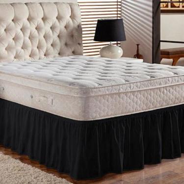 Imagem de Saia Box Cama Casal e Queen com 1 Elástico Ajustável Babado 1 Peça - A