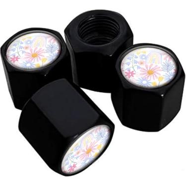 Imagem de Tampas de haste de válvula de pneu de metal, pacote com 4, tampas de haste de roda de carro, tampas de válvula de ar universais de alumínio para carros, caminhões, SUVs, bicicletas, motocicletas