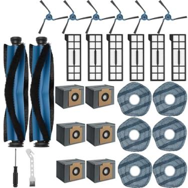 Imagem de Kit de substituição de acessórios de 28 peças para aspirador robótico Eufy X10 Pro Omni e limpador de esfregão, 2 escovas principais, 6 escovas laterais, 6 filtros Hepa, 6 sacos de poeira, 6 panos de