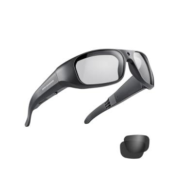 Imagem de OhO sunshine Óculos inteligentes, óculos de sol Xtreme Sporting 1080p com memória embutida de 32 GB, óculos de sol Uv400 para esportes ao ar livre (masculinos/mulheres), preto