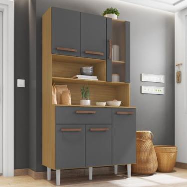 Imagem de Cozinha Completa Compacta Cancun 6 Portas 1 Gaveta Carvalho/Grafite - 