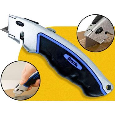 Imagem de Estilete Profissional Trapezoidal Bramix 4 Lâminas Refil P/ Corte de P