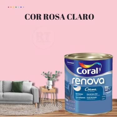 Imagem de Tinta Parede Rosa Claro Acrílica Fosca Coral Renova 800ml, ROSA CLARO