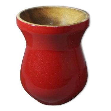 Imagem de Cuia Madeira Nobre Imbuia Chimarrão Perolizada Vermelha - Gastrobel