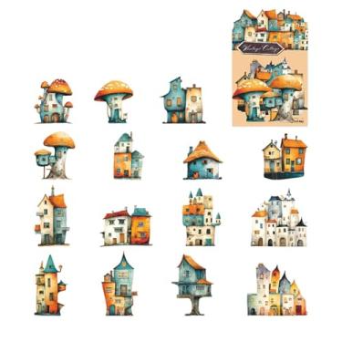 Imagem de Sclmgo Conjunto de 15 Adesivos Decorativos de Papelão para Scrapbooking, Adesivos Vintage para Casas Estranhas, Style B