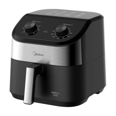 Imagem de Fritadeira Midea Air Fryer 5,5L, design de dois botões, ampla faixa de temperatura de 80°C a 200°C, cesto antiaderente e prato para vegetais, 1900W, 220V, FWM55P2