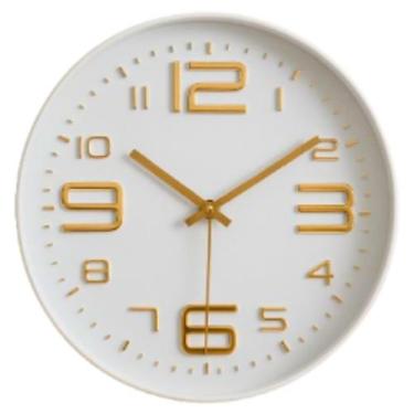 Imagem de Relógio Branco Parede Silencioso com Design Luxo em Dourado - HAI BRAS