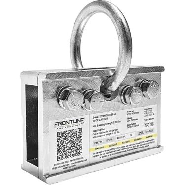 Imagem de Frontline RO2W Braçadeira de âncora de teto com costura dupla | Robusta, reutilizável e compacta | Âncora de aço compatível com OSHA e ANSI | Classificação de resistência: 2,3 kg | Parafusos e