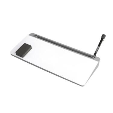 Imagem de Amagogo Organizador de mesa de quadro branco de vidro pequeno, 1 marcador de quadro branco para computador, suporte para teclado, para sala de aula, Cinza