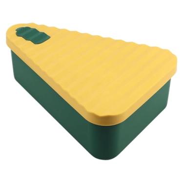 Imagem de Baoblaze Caixa de armazenamento de pizza de silicone de grau alimentício, lancheira versátil, leve, resistente a temperaturas de -40 °C a 200 °C, triângulo, S Yellow Green