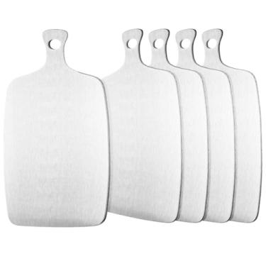 Imagem de RimCereal Conjunto de 6 tábuas de corte de aço inoxidável com alças – Tábuas de corte de carne, queijo, legumes, adequadas para cozinha, acampamento e presentes