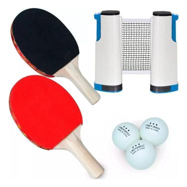 Imagem de 2X Kit Ping Pong Rede Retrátil Raquete Profissional + 3 Boli