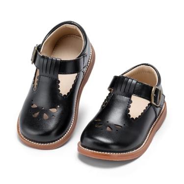 Imagem de Kolan Todder Sapato Oxford infantil Mary Jane sem cadarço uniforme escolar uniforme escolar, Ke10-preto, 13 Little Kid