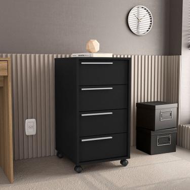 Imagem de Gaveteiro Maia 4 Gavetas Preto Politorno Móveis