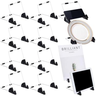 Imagem de Blulu Suporte ajustável para tablet de 16,5 cm x 15,5 cm de liga de alumínio dobrável para exibição de livros com suporte de tablet portátil antiderrapante para placa, porta-retratos e revistas de