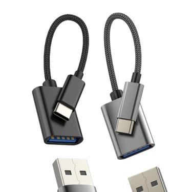 Imagem de Adaptador USB C para USB para Apple para iPhone (embalagem com 2) fêmea Thunderbolt macho MacBook OTG conversor 3.0 dongle de carro USB-a plugue adaptador de porta para iPad, acessório de carregamento