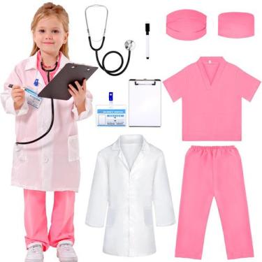 Imagem de Doctor Costume Liberry para crianças com estetoscópio de 3 a 6 anos