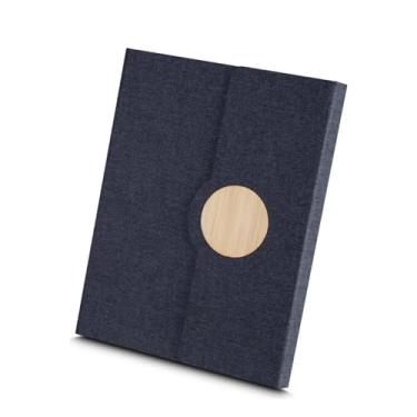 Imagem de Caderno Executivo com Capa em RPET e Detalhe em Bambu – 80 Folhas Pautadas, Suporte Interno para Caneta – Ideal para Presentes Corporativos e Sustentáveis (Azul)
