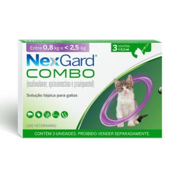 Imagem de Nexgard Combo 3Pipetas para Gatos Antipulgas Sarna Vermífugo 0,82,5kg 