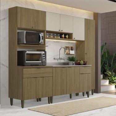 Imagem de Cozinha Modulada Completa 4 Peças, THB Mag, Naturale com Off White