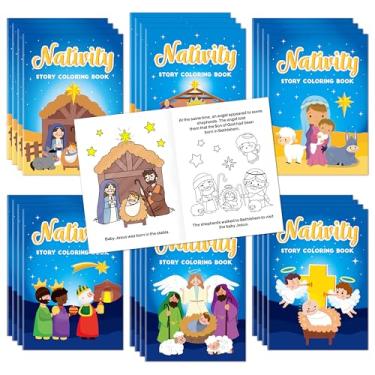Imagem de JAPBOR Livros de colorir de Natal para presépio – 24 peças mini livros coloridos de histórias cristãs de Natal a granel para lembrancinhas de festa infantis, bíblia religiosa, pequenas páginas
