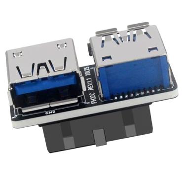Imagem de WLGQ Adaptador de porta dupla USB 3.0 – 19/20 PIN para conector fêmea USB 3.0 duplo para expansão de placa-mãe de PC (C)