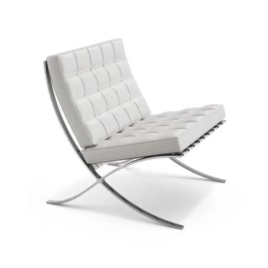 Imagem de Poltrona Premium Barcelona Inox Couro Sintético Branco