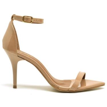 Imagem de Sandália Feminina Salto Médio Fino Nude Bico Folha - ELLAS ONLINE, 39,