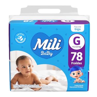 Imagem de Mili Fralda Infantil Baby Tamanho G, Proteção Diária, Ajuste Confortável, Barreiras Antivazamento, 78 Unidades