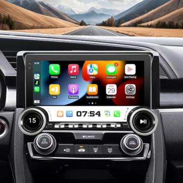 Imagem de Rádio automotivo para Honda Civic 2016-2021 estéreo com carPlay sem fio/Android Auto 10,1 polegadas, unidade de cabeça com botão duplo com Bluetooth 5.0, WiFi, DSP, GPS, SWC RDS FM, suporte para