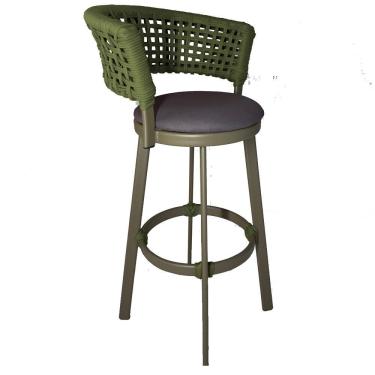 Imagem de Banqueta Somália Em Alumínio E Corda Náutica Jardim, Varanda Verde Musgo