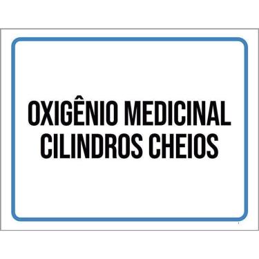 Imagem de Placa Sinalização Oxigênio Medicinal Cilindros Cheios 36X46