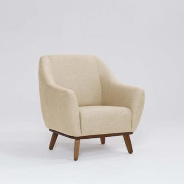 Imagem de Poltrona Tecido Linho Base Madeira Paloma - Domi