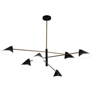 Imagem de Lustre moderno criativo cone metal sombra lustre meados do século ramo tubo pingente luz multi-cabeça ajustável pendurado teto luminária para sala de jantar quarto fazenda restaurante (taman