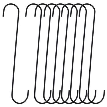 Imagem de Meprotal 8 ganchos S extra grandes, ganchos de ferro S de 29 cm, resistentes para pendurar plantas, cesta, galho de árvore, armário, jardim, pérgula, uso interno e externo, preto
