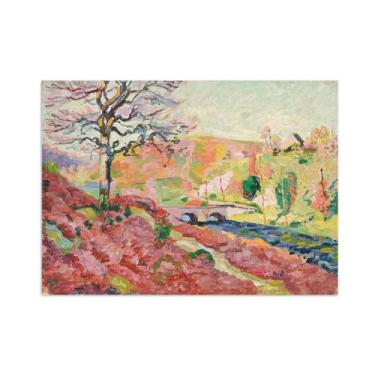 Imagem de Armand Guillaumin Famoso Arte de Parede Pôster-Impressões em Tela para sala de estar-Reprodução pinturas(Paisagem com ponte) 50x70cm Sem Moldura