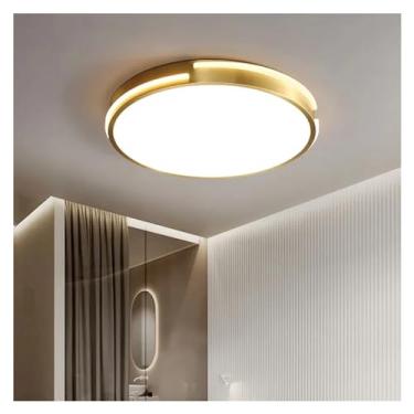 Imagem de Luminária de teto LED moderna de estilo luxuoso, dourada e cobre, compatível com sala de estar, quarto, estudo, corredor, decoração redonda, lustre, lâmpadas de lustre