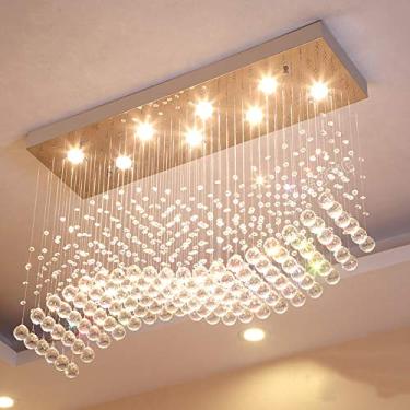 Imagem de Lustre de cristal requintado para sala de estar, luminária pendente retangular para restaurante, luminária de teto LED moderna e minimalista, criativa para bar, quarto, lustre para escada, a