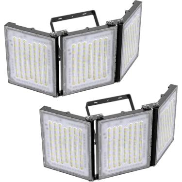 Imagem de STASUN Pacote com 2 holofotes de LED de 480 W, holofotes externos mini série, 48000LM 6000K branco IP66 à prova d'água, 3 painéis ajustáveis, iluminação de segurança externa para quintal, garagem