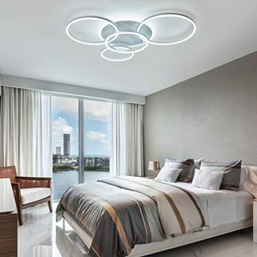 Imagem de Luminária de teto LED moderna com controle remoto, novas lâmpadas suspensas de arte, lustre de teto, geometria redonda e montagem embutida regulável para sala de estar, quarto/branco/3 cabeç