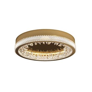 Imagem de Lustre LED moderno, luminária de teto de cristal embutida, regulável, abajur redondo, abajur redondo para quartos, salas de jantar - luz tri-tom 40x8cm