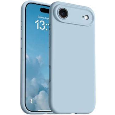 Imagem de OTOFLY Capa magnética para iPhone Air, compatível com Magsafe, capa de celular de silicone líquido clássica, botão de controle de câmera integrado, forro de microfibra antiarranhões, azul bebê