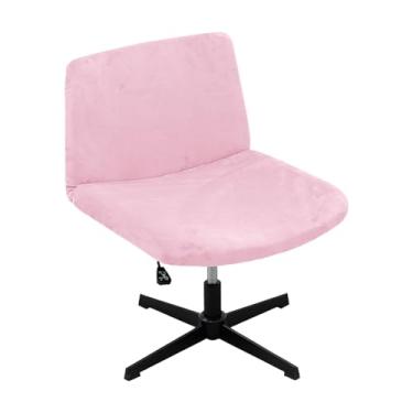 Imagem de Kitegrese Capas de cadeira de escritório com pernas cruzadas elásticas, capa larga para assento de escritório moderna, giratória, para sala de estar e quarto (rosa)